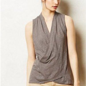 Anthropologie Left of Center Faux Wrap Tank Top Grey Size M